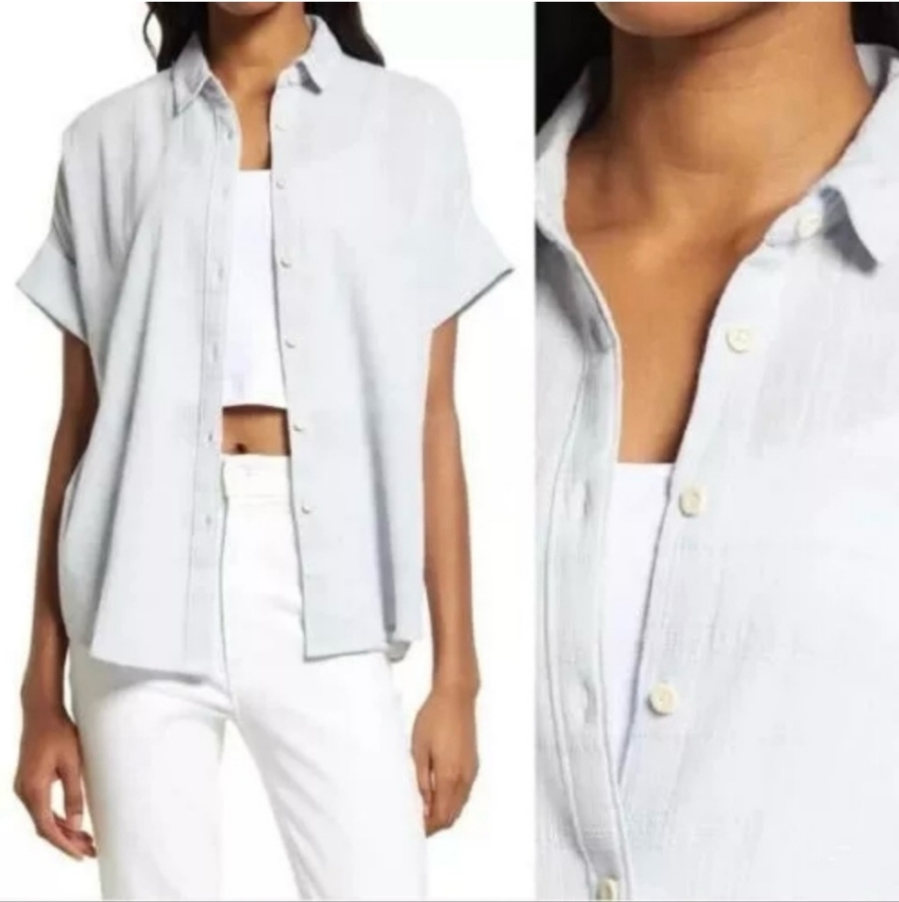 🆕️ Madewell Courier Pintuck-Back Shirt in Textured Windowpane - Color Cool Fog
